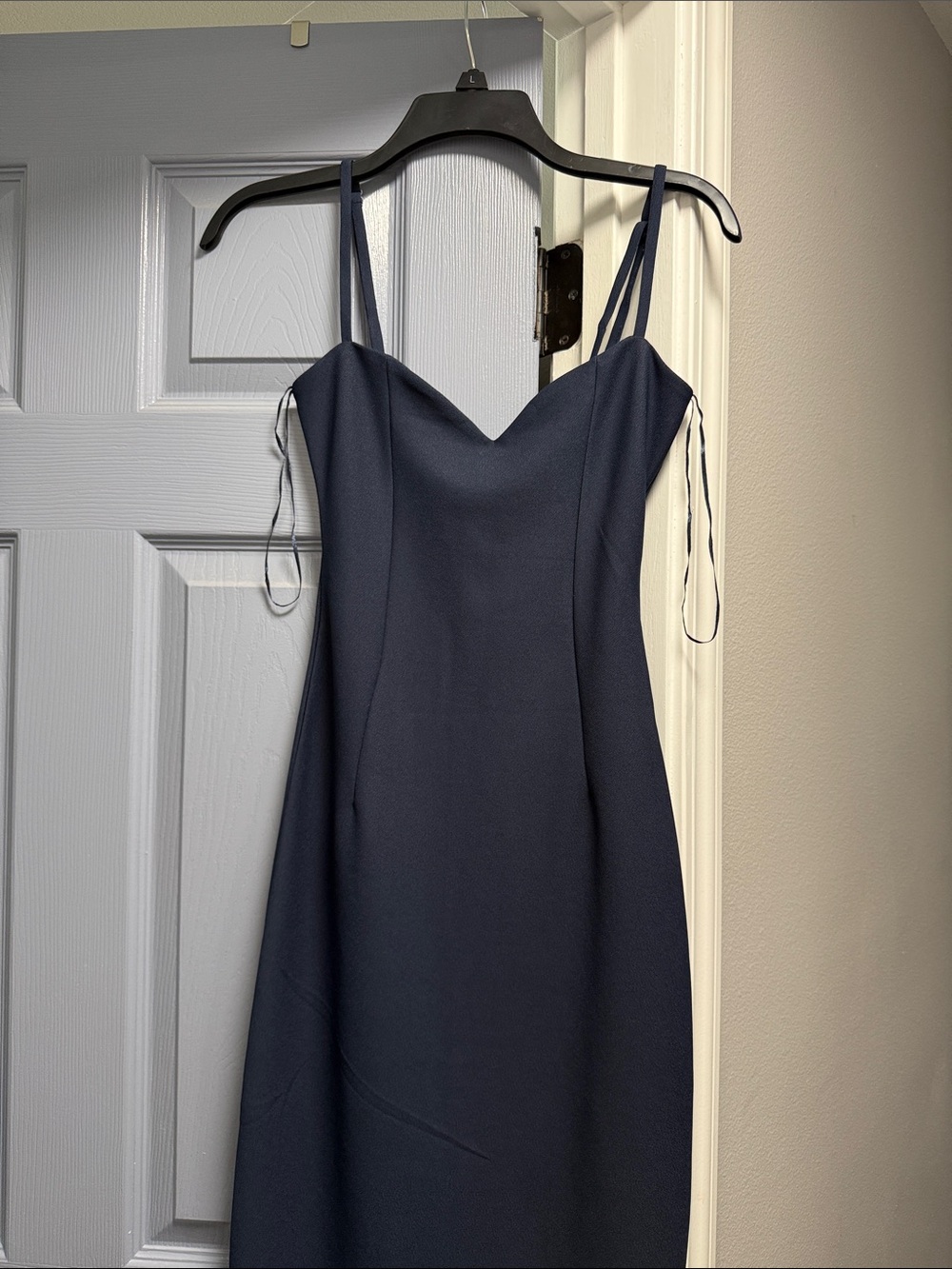Zara Navy Midi Dress with Spaghetti Straps